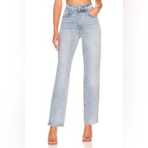 GRLFRND Revolve Cassidy Mid Rise Straight Jeans in La Brea Blue Denim Size 27